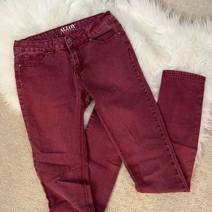 Sofia burgundy denim extra long jeans